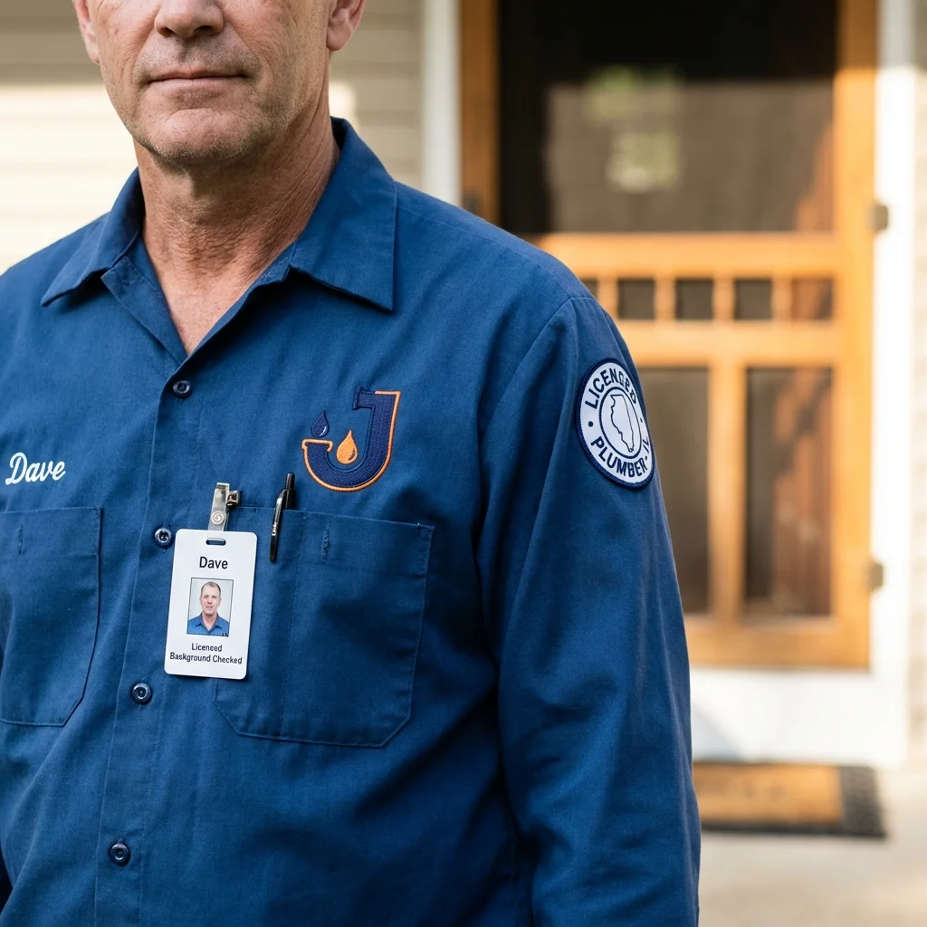 Licensed plumber showing ID badge in Goodland, KS