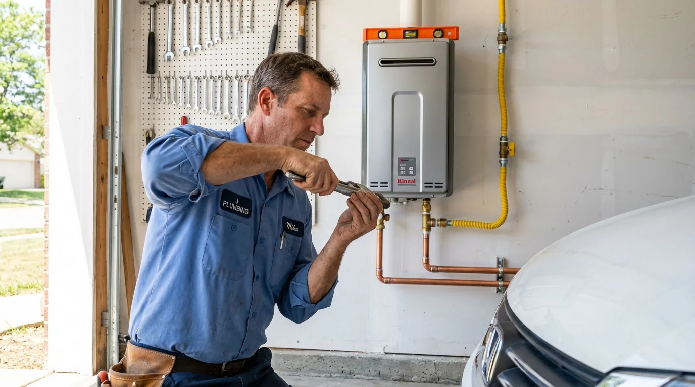 Tankless water heater installation by a Johns Plumbing LLC plumber in Goodland